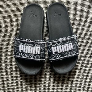 Puma Black Graphic Platform Slide Sandals